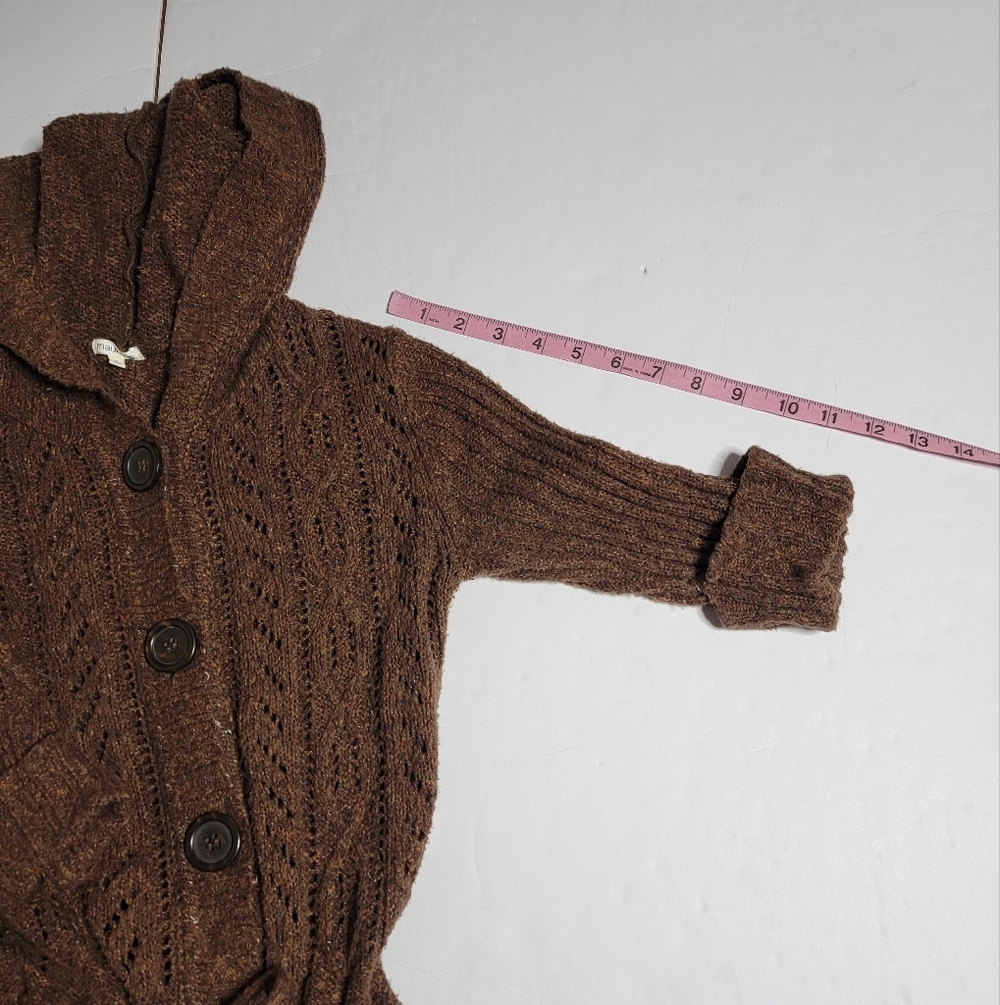 Maurices Brown Knit Hooded Cardigan Sweater Button Front Size M - Picture 11 of 11
